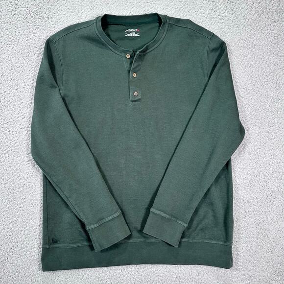 UNTUCKit Henley Sweatshirt Thick USA Men's Large Green Heavyweight Long Sleeves - Picture 6 of 16